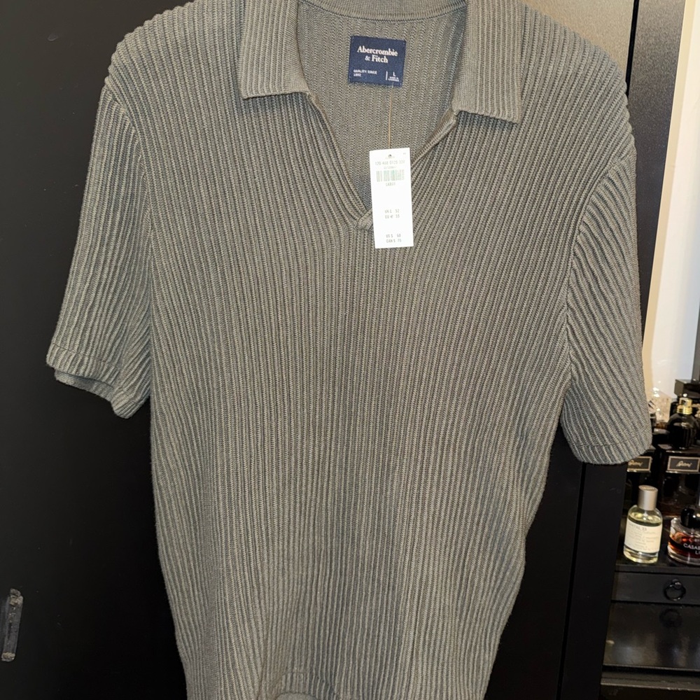 Abercrombie & Fitch Men's Ribbed Polo - Gray